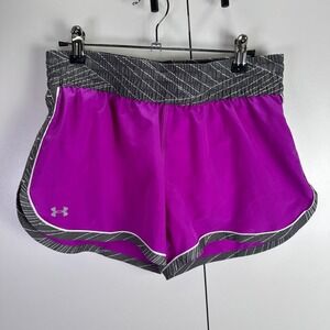 Under Armour Womens Med Heatgear Purple Running‎ Shorts Semi Fitted Athletic
